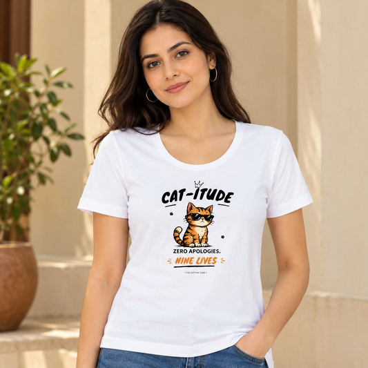 Catitude Nine Lives – Women's Classic T-Shirt - White