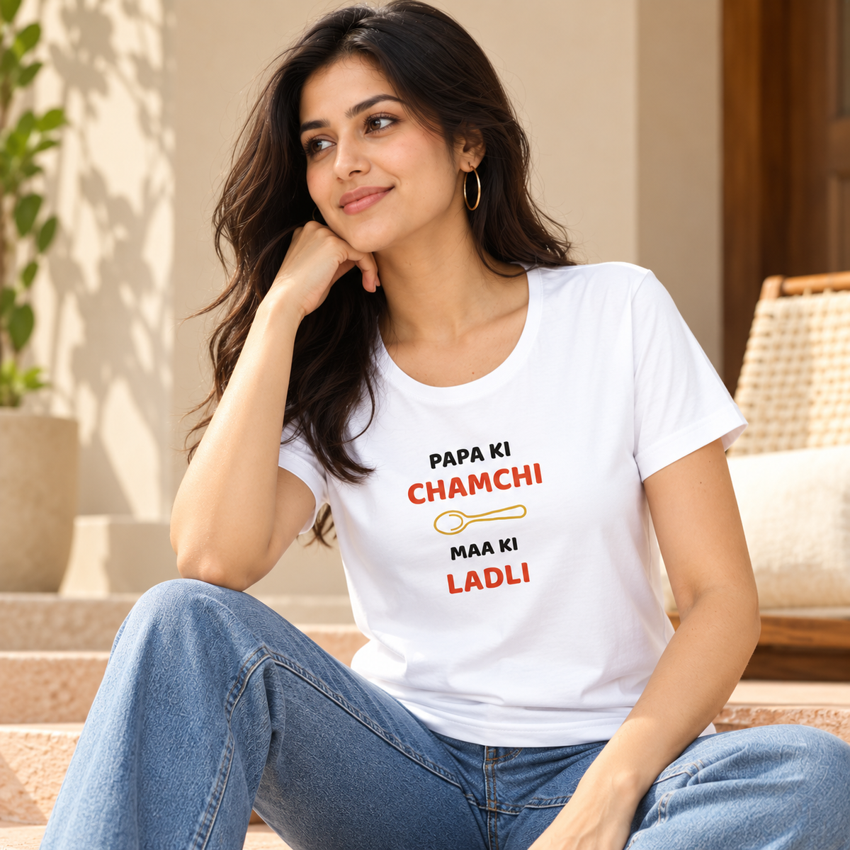 Papa Ki Chamchi – Women's Classic T-Shirt - White