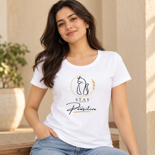 Stay Pawsitive – Women's Classic T-Shirt - White
