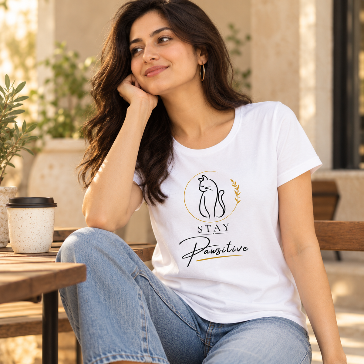 Stay Pawsitive – Women's Classic T-Shirt - White