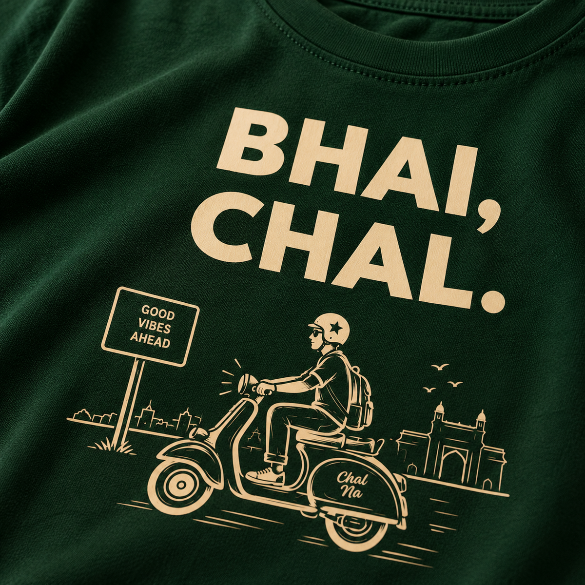 Bhai Chal – Men's T-Shirt – Bottle Green