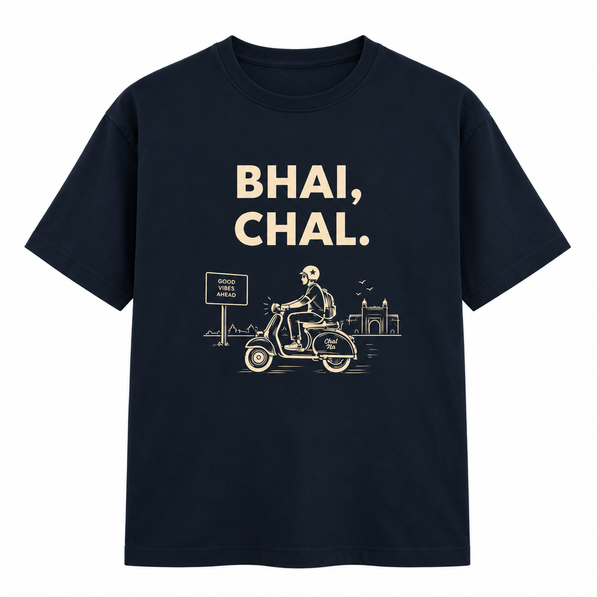Bhai Chal – Men's T-Shirt – Navy Blue