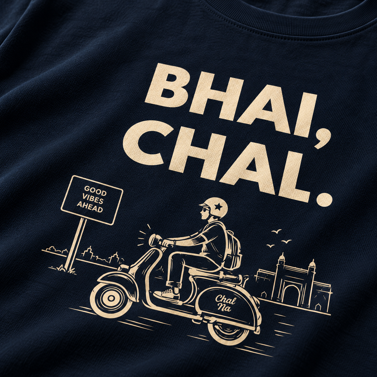 Bhai Chal – Men's T-Shirt – Navy Blue