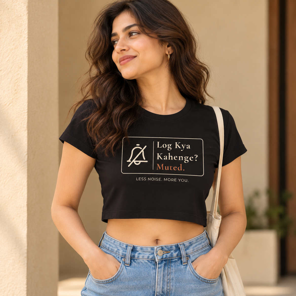 Log Kya Kahenge – Women's Crop Top – Black