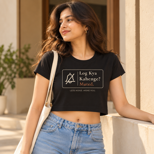 Log Kya Kahenge – Women's Crop Top – Black