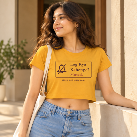 Log Kya Kahenge – Women's Crop Top – Golden Yellow