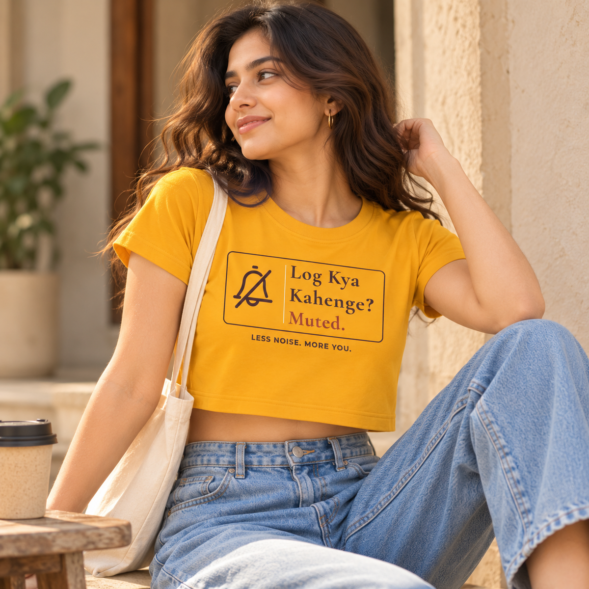 Log Kya Kahenge – Women's Crop Top – Golden Yellow