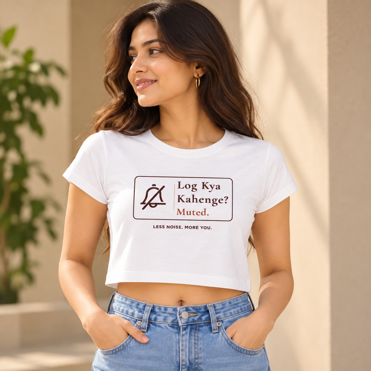 Log Kya Kahenge – Women's Crop Top – White