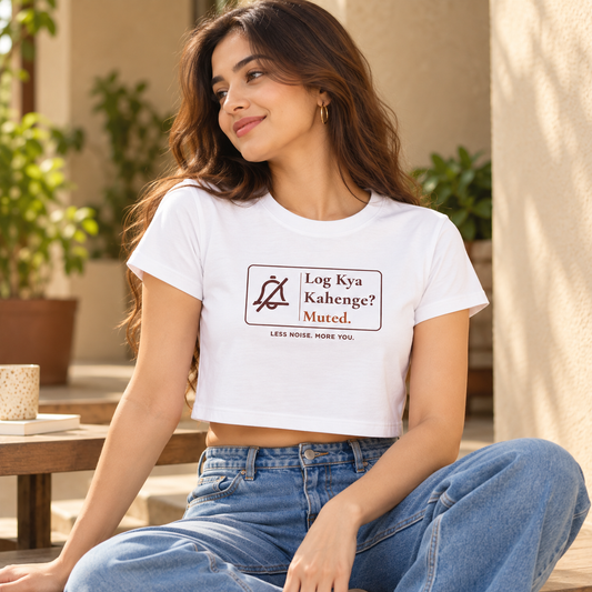 Log Kya Kahenge – Women's Crop Top – White