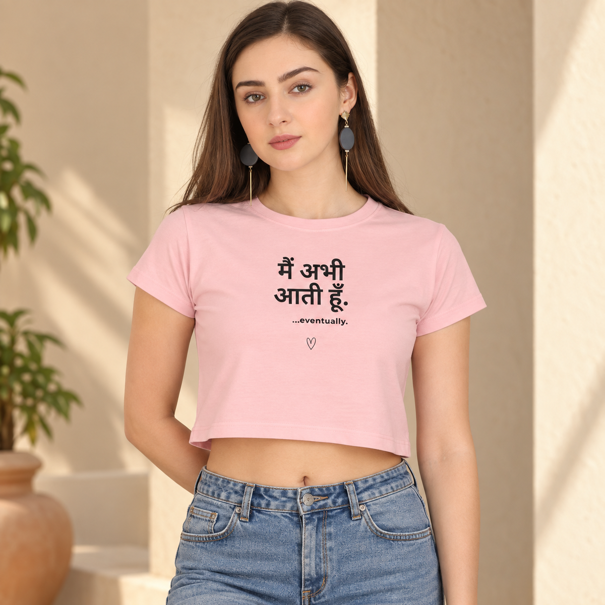Aati Hoon – Women's Crop Top – Light Baby Pink