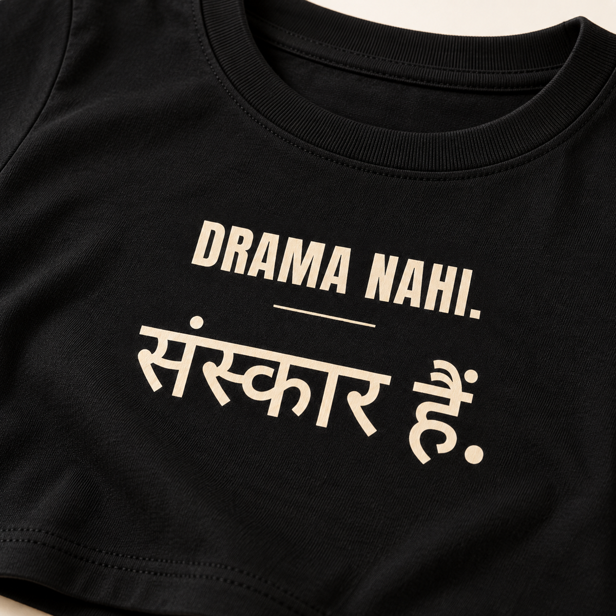Drama Nahi, Sanskaar Hain – Women's Crop Top – Black