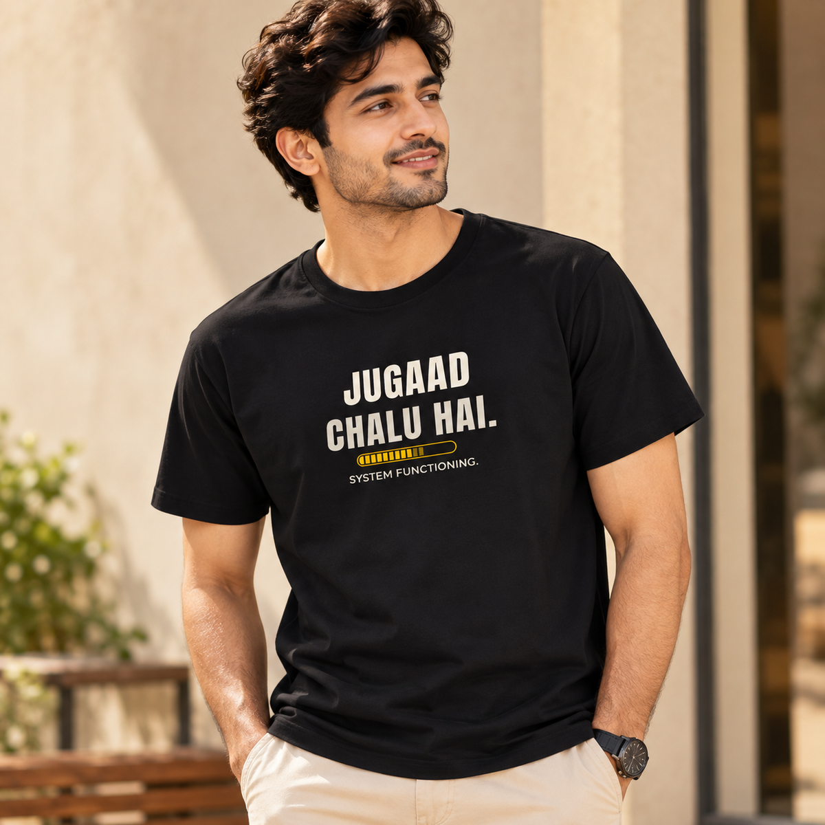 Jugaad Chalu – Men’s T-Shirt – Black