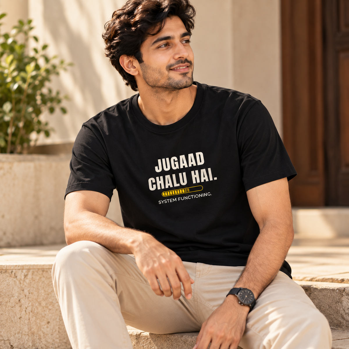 Jugaad Chalu – Men’s T-Shirt – Black