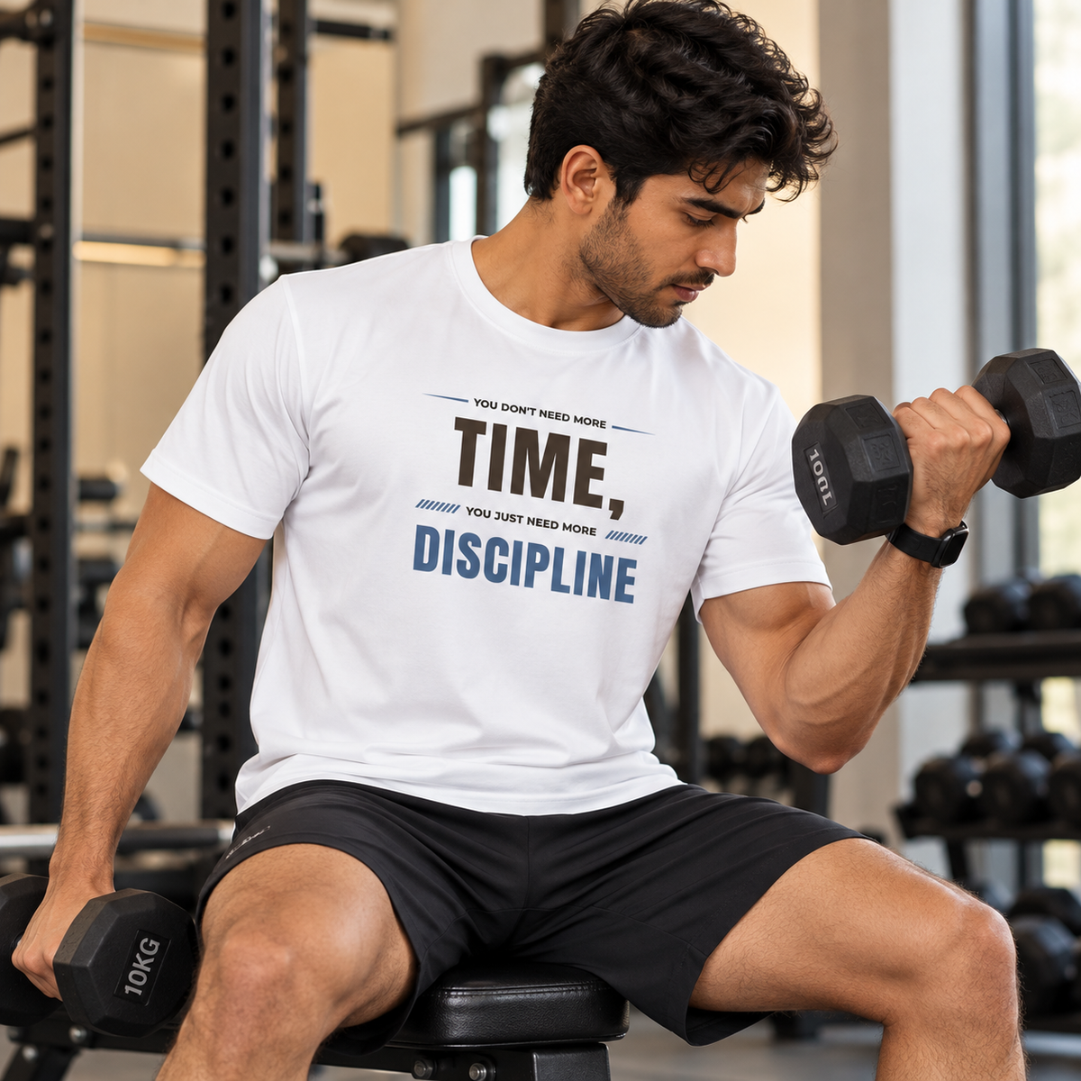 Time Discipline – Men’s Stretch Gym T-Shirt – White