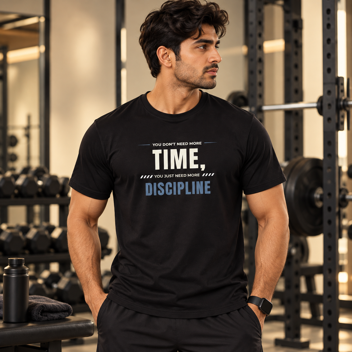 Time Discipline – Men’s Stretch Gym T-Shirt – Black