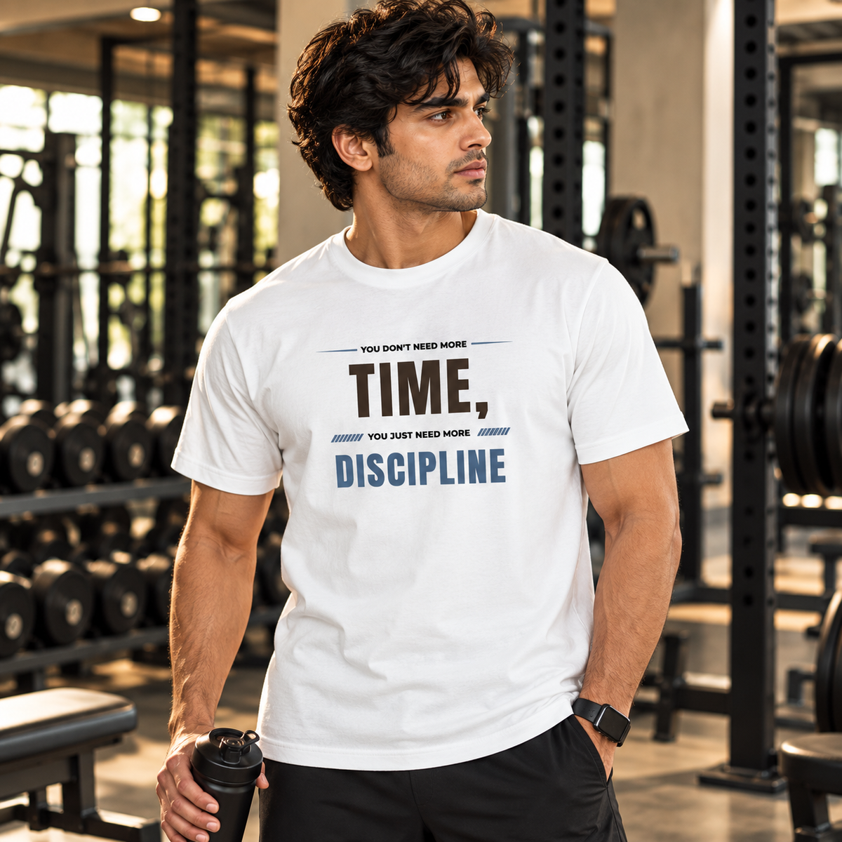 Time Discipline – Men’s Stretch Gym T-Shirt – White