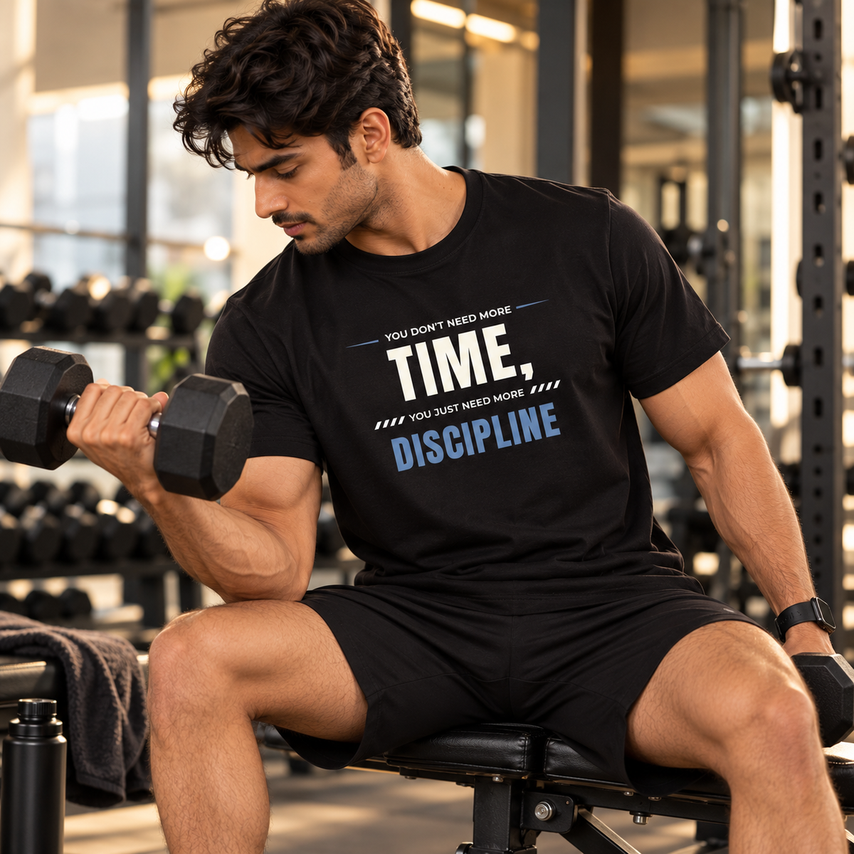 Time Discipline – Men’s Stretch Gym T-Shirt – Black