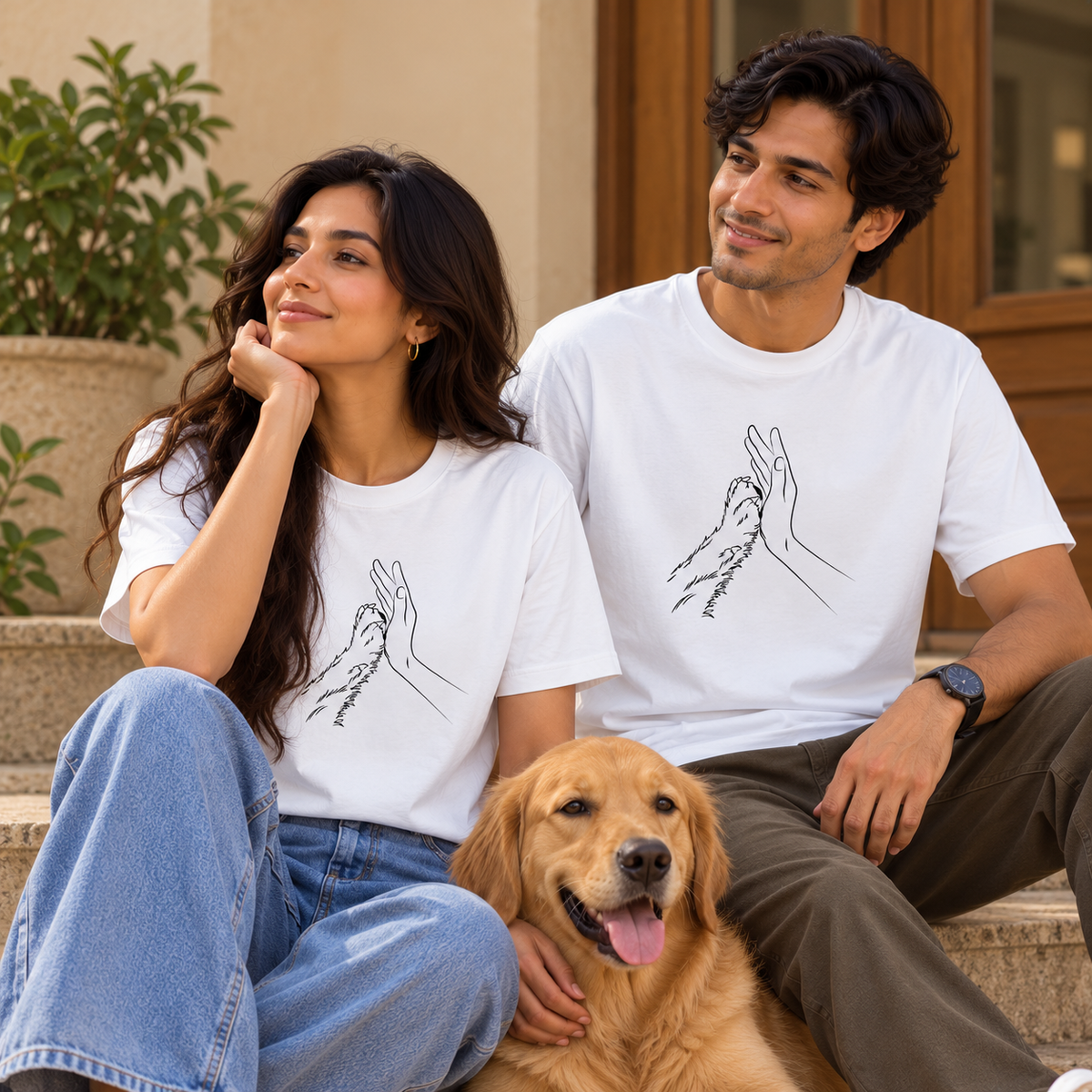 Paw Handshake – Unisex Classic T-Shirt - White