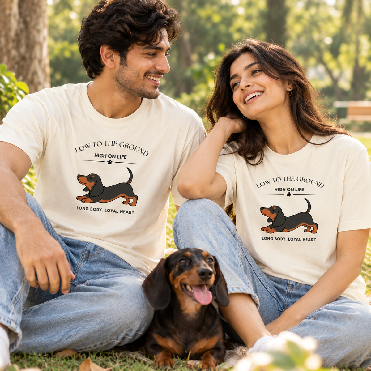 Dachshund – High on Life – Unisex Classic T-Shirt – Off White
