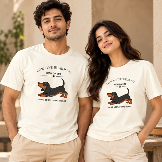 Dachshund – High on Life – Unisex Classic T-Shirt – Off White