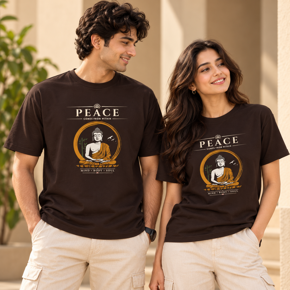Peace Within – Unisex Classic T-Shirt - Coffee Brown