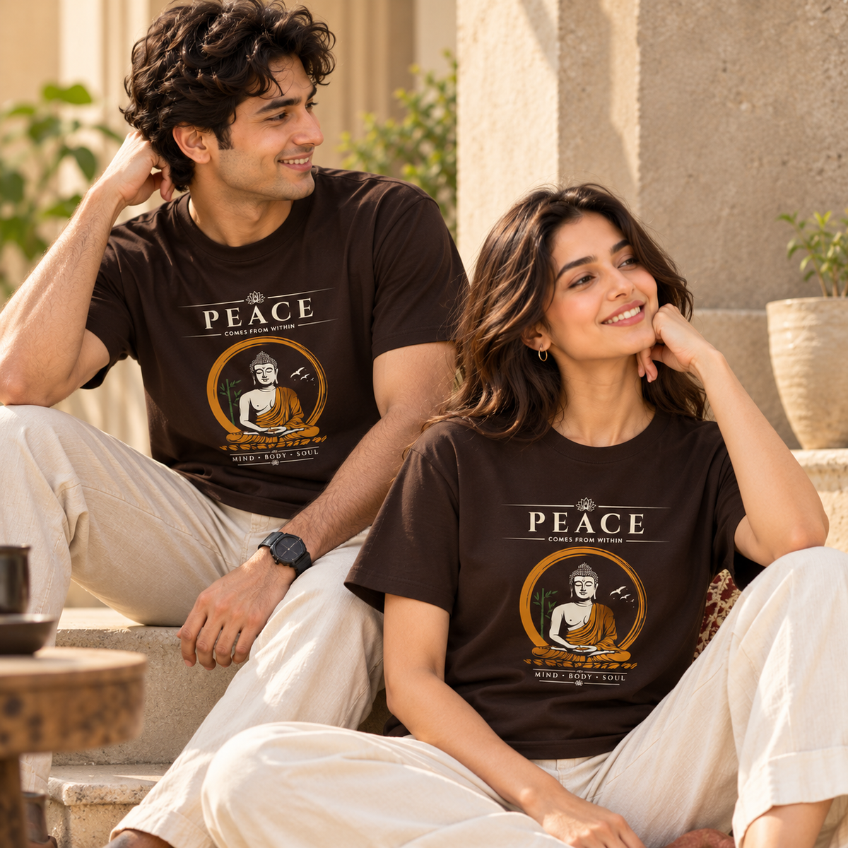 Peace Within – Unisex Classic T-Shirt - Coffee Brown