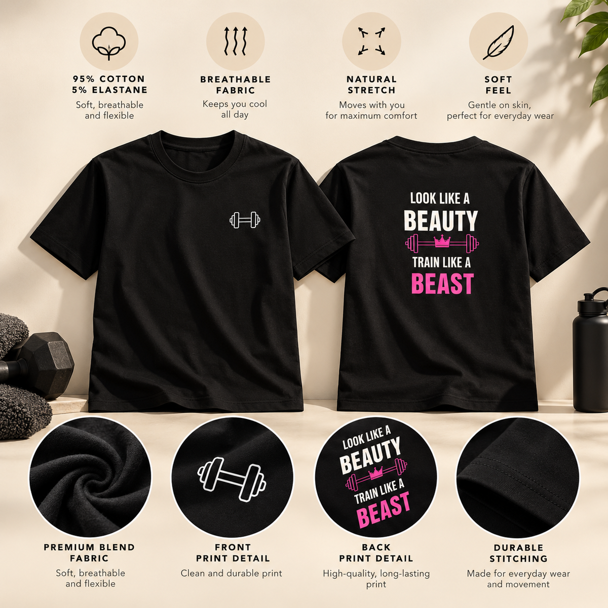 Look Like A Beauty – Women's Workout T-Shirt - Black