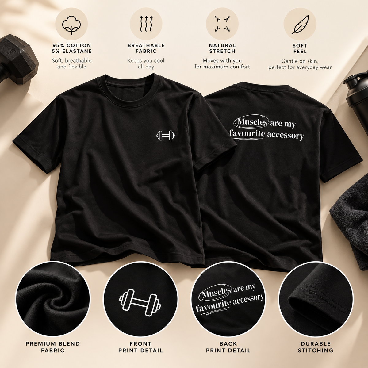 Muscles Accessory – Men's Stretchable T-Shirt - Black