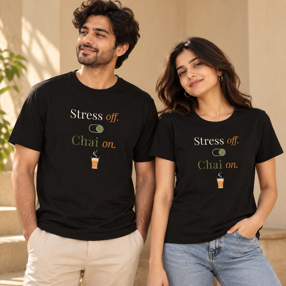 Stress Off Chai On – Unisex T-Shirt - Black