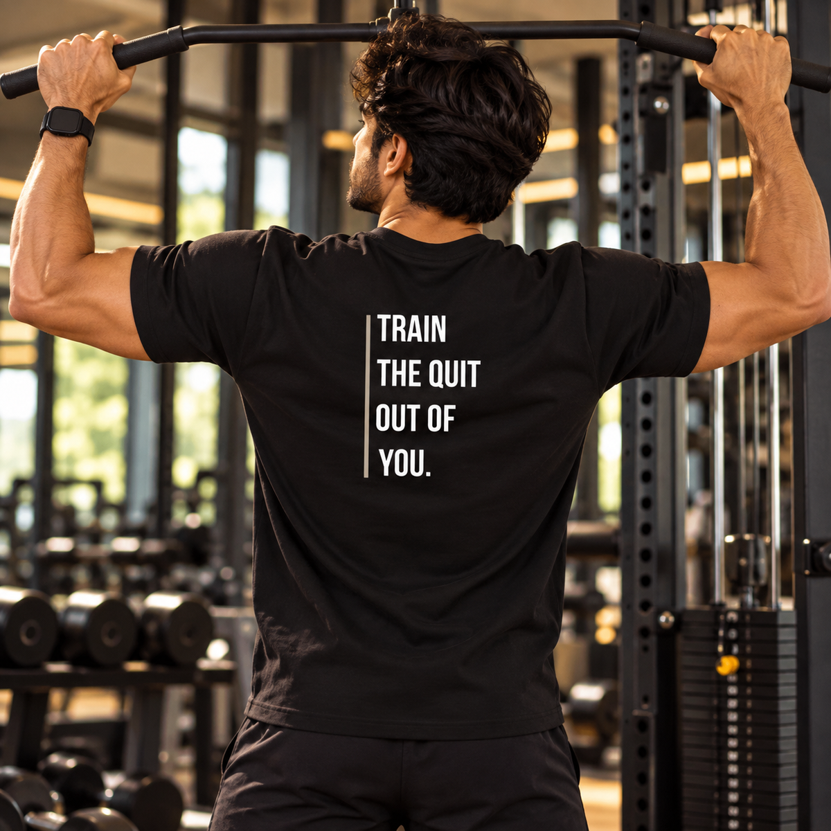 Train The Quit – Front & Back Men's Workout T-Shirt - Black