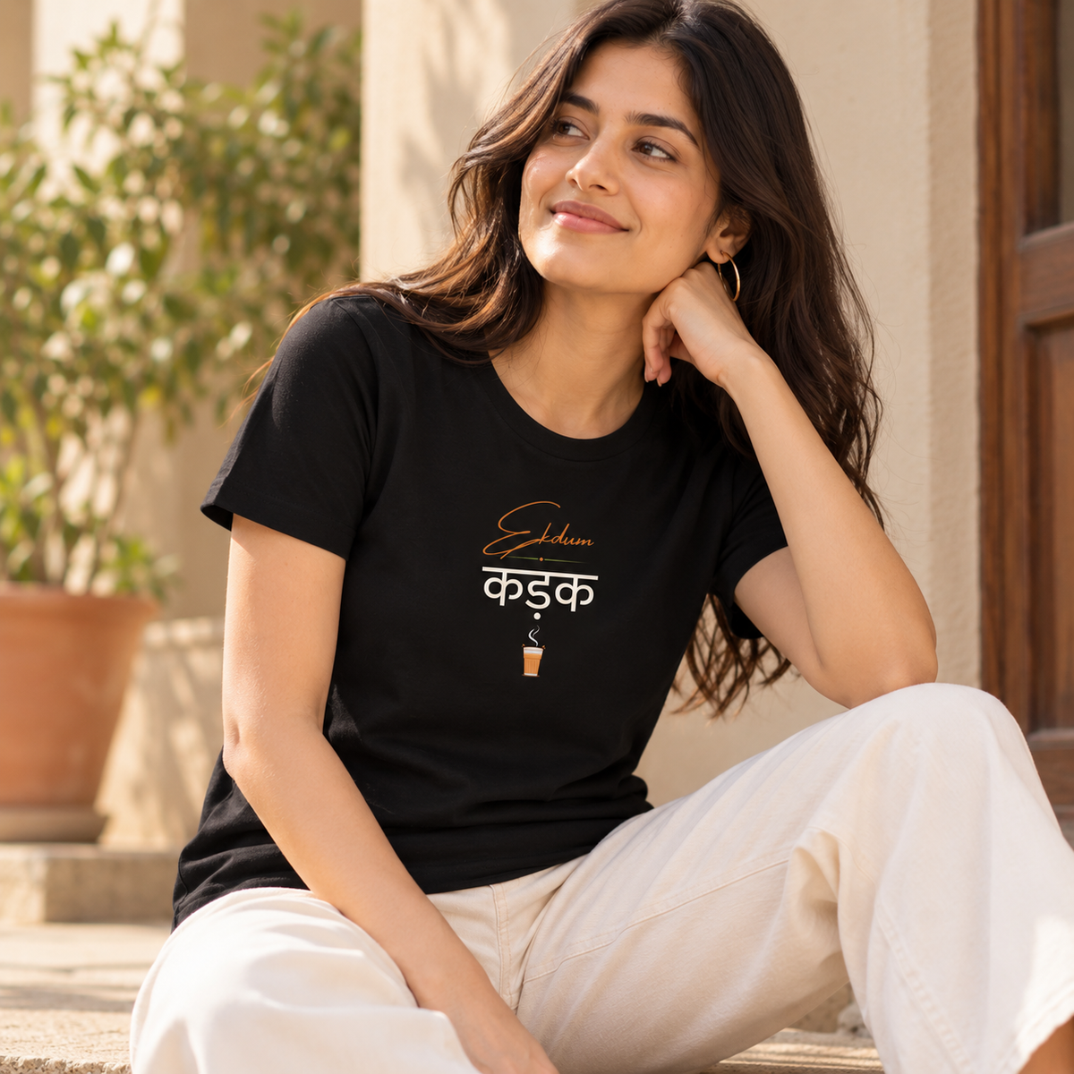 Ek Dum Kadak Chai – Women's Classic T-Shirt - Black